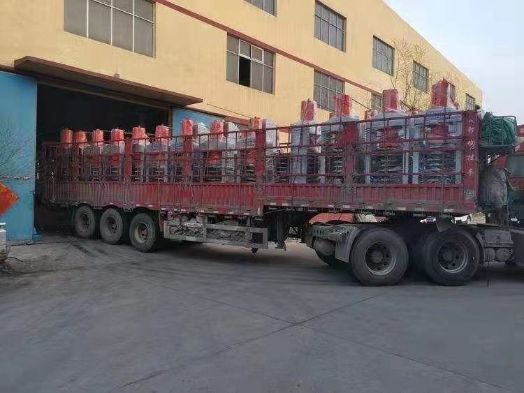 Hydraulic oil presses loaded on a truck for delivery