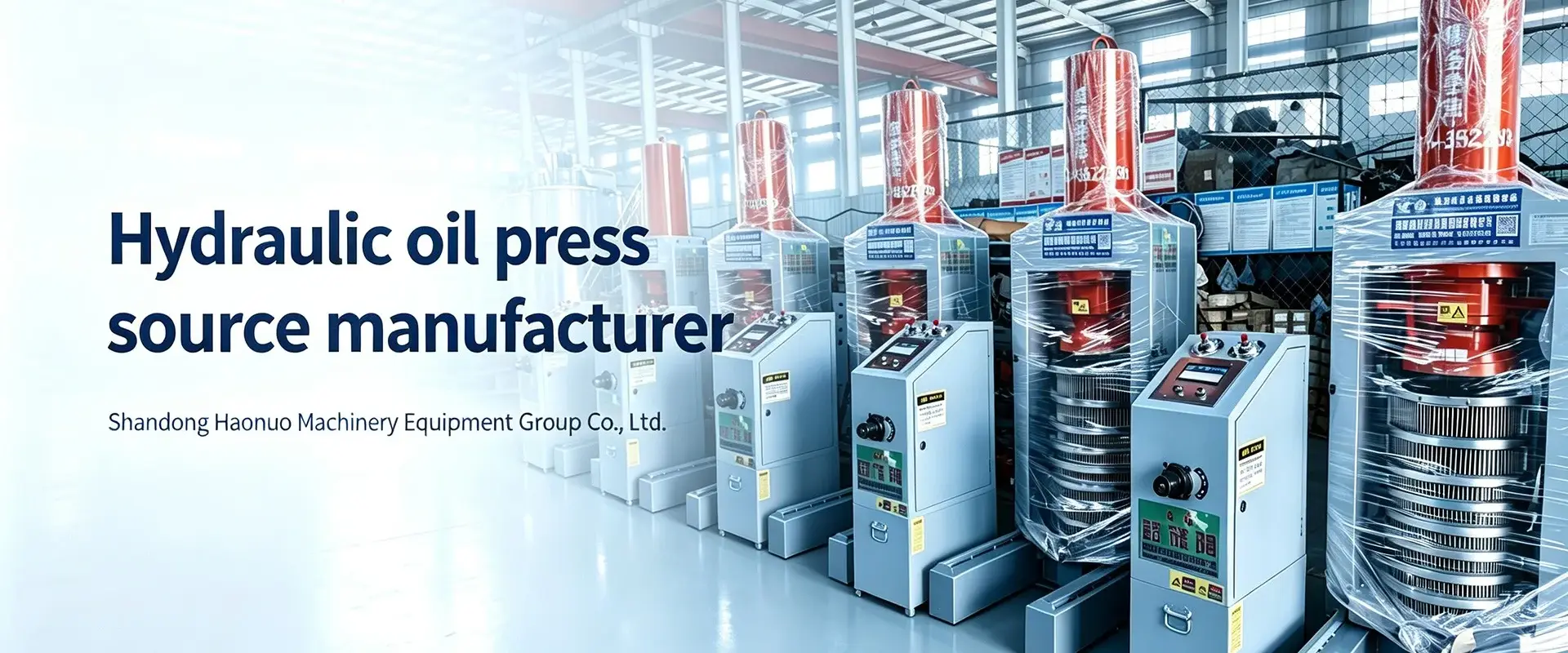 Finished hydraulic oil presses ready for export at the Haonuo Machinery factory